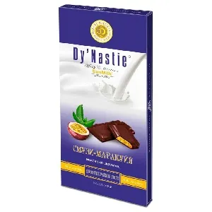 Шоколад Dy`Nastie молочный «Смузи-Маракуйя» c начинкой пралине (шоубокс 10шт) 100г*40