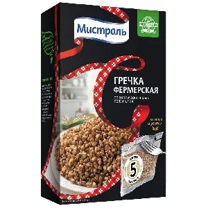 Гречка МИСТРАЛЬ Ядрица Фермерская (5х80г) в пакетиках /картон/ 400г*6