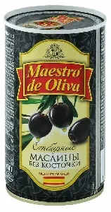 Маслины MAESTRO DE OLIVA Отборные без кости /жесть/ 360г*12 Маслины MAESTRO DE OLIVA Отборные без кости /жесть/ 360г*12