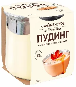 Десерт КОЛОМЕНСКИЙ из сливок "Пудинг со вкусом кленового сиропа" с мдж 13,0% /стекло/ 160г*4