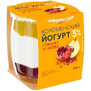 Йогурт КОЛОМЕНСКИЙ мдж 5% ГРАНАТ-АЙВА /стекло/ 170г*4
