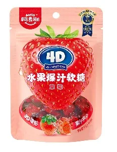 Мармелад AMOS 4D жевательный с соком клубники /зип-пак/ 65г*32