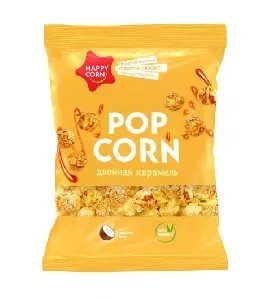 Воздушная кукуруза HAPPY CORN Двойная карамель /пакет/ 200г*12