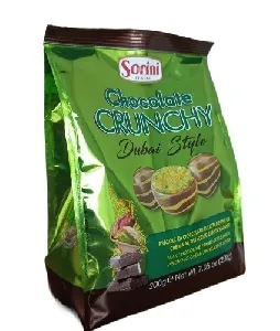 Шоколадные SORINI "Дубайский шоколад" из молочного шоколада с фисташковым кремом и печеньем кадаиф /пакет/ 200г*14