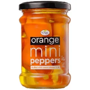 Перец ROYAL MEDITERRANEAN оранжевый фаршированный сыром в масле /стекло/ 250г*6