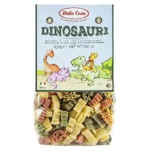 Макаронные изделия DALLA COSTA без яиц со шпинатом и томатами DINOSAURI "Динозавры" /пакет/ 250г*12