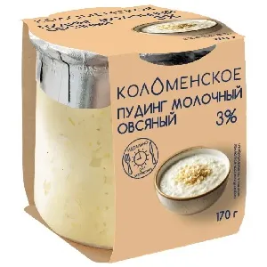 Пудинг КОЛОМЕНСКИЙ молочный ОВСЯНЫЙ с массовой долей жира 3,0% /стекло/ 170г*4