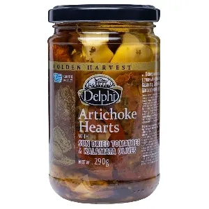Αртишоки DELPHI в масле с сушеными томатами и маслинами Каламата /стекло/ 290г*6