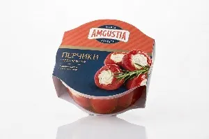 Перчики AMGUSTIA черри красные фаршированные сливочным сыром /пластик/ 200г*4