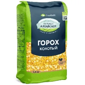 Горох АЛТАЙСКОЕ колотый ЭКСТРА /пакет/ 1,5кг*6