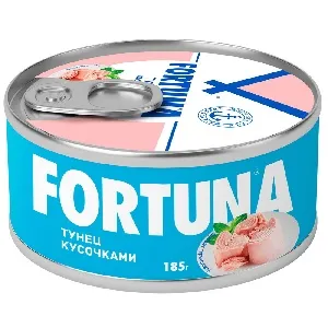 Тунец FORTUNA кусочками в собственном соку /жесть/ 185г*12