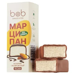 Батончик BOB глазированный "Марципан" БЕЗ сахара /шоубокс/ 30г*12