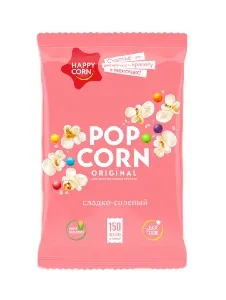Попкорн HAPPY CORN для СВЧ Сладко-Солёный /мягкая упаковка/ 100г*24