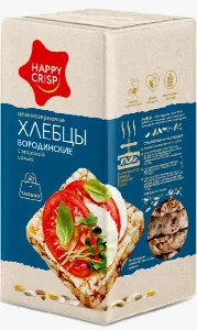 Хлебцы HAPPY CRISP бородинские с морской солью 60г*15
