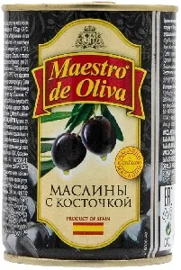 Маслины MAESTRO DE OLIVA черные с косточкой /жесть/ 280г*12 Маслины MAESTRO DE OLIVA черные с косточкой /жесть/ 280г*12