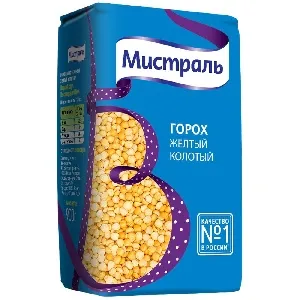 Горох МИСТРАЛЬ колотый желтый /пакет/ 900г*12