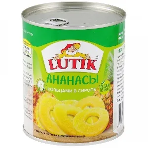 Ананас 14036 LUTIK кольцами в сиропе /жесть/ 850мл*12