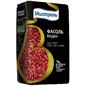 Фасоль МИСТРАЛЬ Кидни темно-красная для лобио, тушения и супов /пакет/ 450г*12