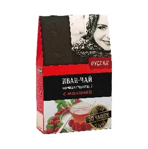 Чай РУССКА Иван-чай ферментированный с малиной /коробка/ 50г*20