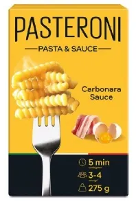 Макаронные изделия PASTERONI Pasta & Sauce Джирандоле №124 с соусом КАРБОНАРА /картон/ 275г*12 Макаронные изделия PASTERONI Pasta & Sauce Джирандоле №124 с соусом КАРБОНАРА /картон/ 275г*12