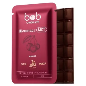 Шоколад BOB с вишней и маслом МСТ, БЕЗ сахара /шоубокс/ 20г*20 Шоколад BOB с вишней и маслом МСТ, БЕЗ сахара /шоубокс/ 20г*20