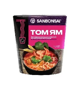 Лапша SANBONSAI рисовая ТОМ ЯМ в кокосовом бульоне с лемонграсом и лаймом /картон/ 113г*24 Лапша SANBONSAI рисовая ТОМ ЯМ в кокосовом бульоне с лемонграсом и лаймом /картон/ 113г*24