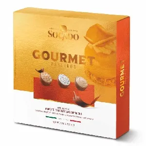 Конфеты SOCADO GOURMET ассорти пралине с кремом капучино, тирамису, амаретто и страччателла /картон/ 220г*8
