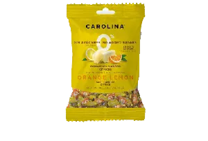 Карамель CAROLINA тоффи с каталонским апельсином и лимоном БЕЗ САХАРА /пакет/ 90г*24