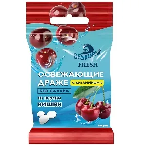 Драже BESTORME FRESH Освежающие без сахара с витамином С со вкусом вишни /пакет/ 17г*12