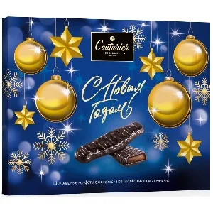 Конфеты COUTURIER шоколадные "Золотые игрушки" с желейной начинкой со вкусом апельсина 155г*24