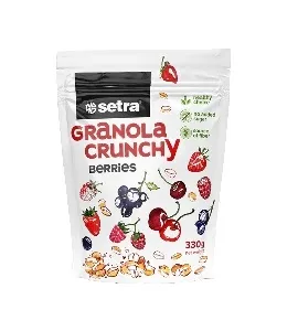 Гранола SETRA Granola crunchy хрустящие запеченные с ЯГОДАМИ: черная смородина, малина, клубника и вишня, без сахара /зип-пак/ 330г*7