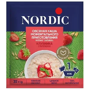 Каша NORDIC овсяная м/п с КЛУБНИКОЙ /шоубокс/ 35г*20