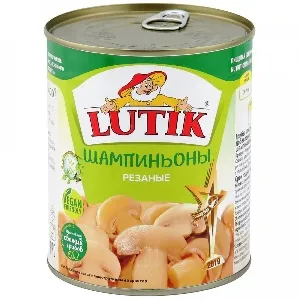 Шампиньоны 10008 LUTIK резаные /жесть/ 850мл*12