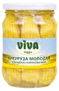 Кукуруза VIVA Veggie corn marinated молодая в початках маринованная /стекло/ 370мл*12