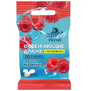 Драже BESTORME FRESH Освежающие без сахара с витамином С со вкусом малины /пакет/ 17г*12