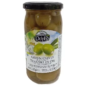 Оливки DELPHI фаршированные соусом Дзадзики в масле /стекло/ 350г*12 Оливки DELPHI фаршированные соусом Дзадзики в масле /стекло/ 350г*12