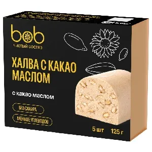 Батончик BOB неглазированный "Халва" с семенами подсолнечника БЕЗ сахара (25г*5шт) /картон/ 125г*12