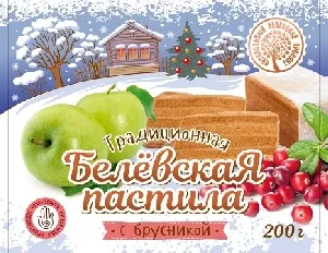 Пастила БЕЛЕВСКАЯ - БРУСНИКА НГ-рукав /картон/ 200г*30