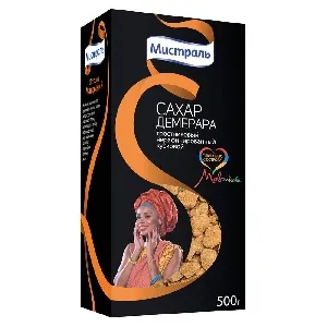Сахар МИСТРАЛЬ тростниковый нерафинированный Демерара кусковой /картон/ 500г*12