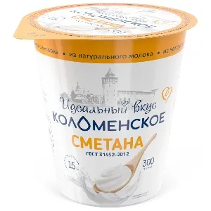 Сметана КОЛОМЕНСКОЕ мдж 15% /стакан/ 300г*4