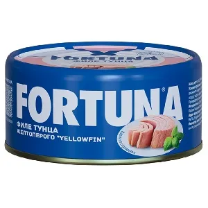 Тунец FORTUNA филе YELLOWFIN в собственном соку /жесть/ 185г*12