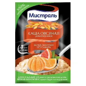 Каша МИСТРАЛЬ овсяная "Заряд энергии" /пакет/ 40г*12 Каша МИСТРАЛЬ овсяная "Заряд энергии" /пакет/ 40г*12