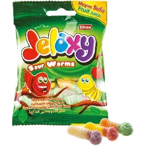 Мармелад JELAXY Sour Worms Червячки к/с (80г*12 шоубокс) 80г*72