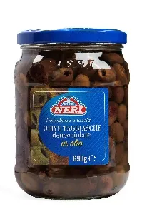 Оливки NERI Таджаске в подсолнечном масле без косточки /стекло/ 690/360г*6