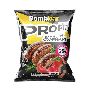 Сухарики BOMBBAR протеиновые со вкусом "Баварские колбаски с перцем" /пакет/ 50г*16 Сухарики BOMBBAR протеиновые со вкусом "Баварские колбаски с перцем" /пакет/ 50г*16
