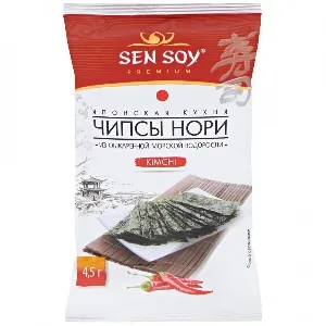 Чипсы-Нори SENSOY Премиум из морской водоросли Kimchi /пакет/ 4,5г*18 Чипсы-Нори SENSOY Премиум из морской водоросли Kimchi /пакет/ 4,5г*18