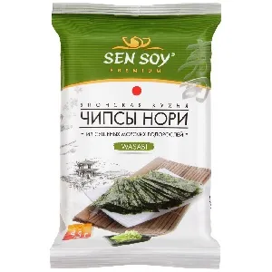 Чипсы-Нори SENSOY Премиум из морской водоросли Wasabi /пакет/ 4,5г*18 Чипсы-Нори SENSOY Премиум из морской водоросли Wasabi /пакет/ 4,5г*18