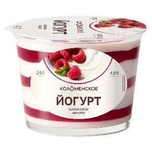 Йогурт КОЛОМЕНСКИЙ мдж 4,9% Малиновое фраппе /пэт/ 250г*4