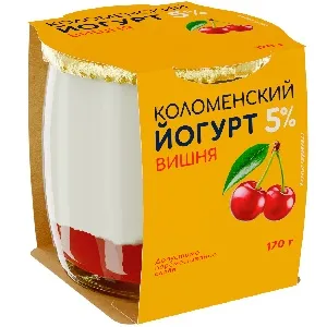 Йогурт КОЛОМЕНСКИЙ мдж 5% ВИШНЯ /стекло/ 170г*4