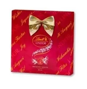 Конфеты LINDT LINDOR молочный Giftbox Milk, красная плоская с бантом /картон/ 287г*6